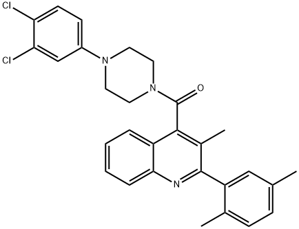 [4-(3,4-dichlorophenyl)piperazin-1-yl]-[2-(2,5-dimethylphenyl)-3-methylquinolin-4-yl]methanone 结构式