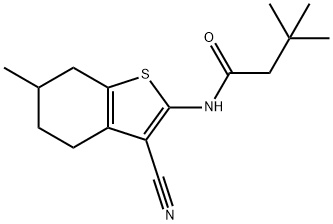 N-(3-cyano-6-methyl-4,5,6,7-tetrahydro-1-benzothiophen-2-yl)-3,3-dimethylbutanamide 结构式