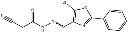 N-[(E)-(5-chloro-2-phenyl-1,3-oxazol-4-yl)methylideneamino]-2-cyanoacetamide 结构式