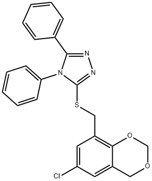 3-[(6-chloro-4H-1,3-benzodioxin-8-yl)methylsulfanyl]-4,5-diphenyl-1,2,4-triazole 结构式