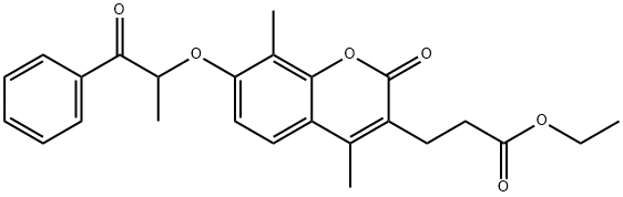 ethyl 3-[4,8-dimethyl-2-oxo-7-(1-oxo-1-phenylpropan-2-yl)oxychromen-3-yl]propanoate 结构式