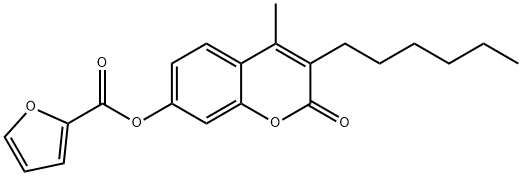 (3-hexyl-4-methyl-2-oxochromen-7-yl) furan-2-carboxylate 结构式