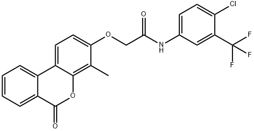 N-[4-chloro-3-(trifluoromethyl)phenyl]-2-(4-methyl-6-oxobenzo[c]chromen-3-yl)oxyacetamide 结构式