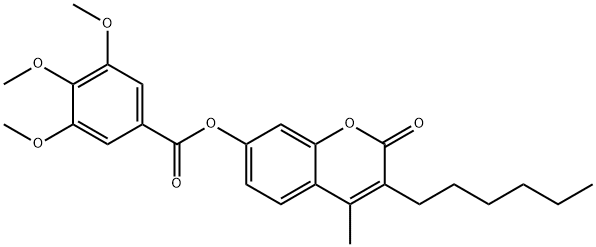 (3-hexyl-4-methyl-2-oxochromen-7-yl) 3,4,5-trimethoxybenzoate 结构式