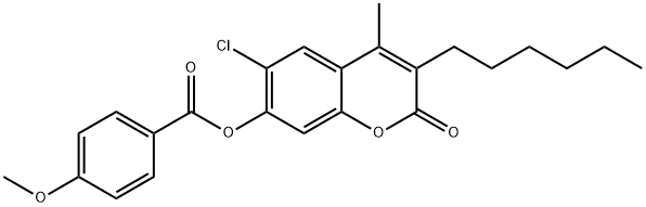 (6-chloro-3-hexyl-4-methyl-2-oxochromen-7-yl) 4-methoxybenzoate 结构式