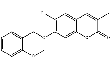 6-chloro-7-[(2-methoxyphenyl)methoxy]-3,4-dimethylchromen-2-one 结构式