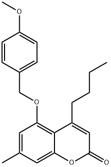 4-butyl-5-[(4-methoxyphenyl)methoxy]-7-methylchromen-2-one 结构式