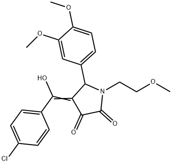 (4E)-4-[(4-chlorophenyl)-hydroxymethylidene]-5-(3,4-dimethoxyphenyl)-1-(2-methoxyethyl)pyrrolidine-2,3-dione 结构式