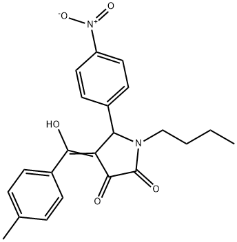 (4E)-1-butyl-4-[hydroxy-(4-methylphenyl)methylidene]-5-(4-nitrophenyl)pyrrolidine-2,3-dione 结构式