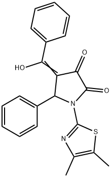 (4E)-1-(4,5-dimethyl-1,3-thiazol-2-yl)-4-[hydroxy(phenyl)methylidene]-5-phenylpyrrolidine-2,3-dione 结构式