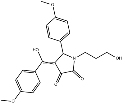 (4E)-4-[hydroxy-(4-methoxyphenyl)methylidene]-1-(3-hydroxypropyl)-5-(4-methoxyphenyl)pyrrolidine-2,3-dione 结构式