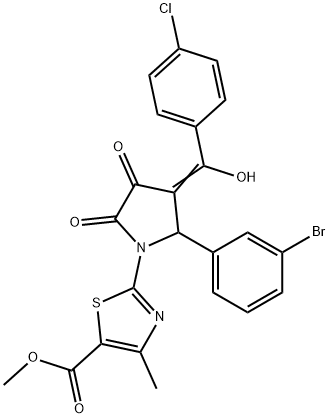 methyl 2-[(3E)-2-(3-bromophenyl)-3-[(4-chlorophenyl)-hydroxymethylidene]-4,5-dioxopyrrolidin-1-yl]-4-methyl-1,3-thiazole-5-carboxylate 结构式