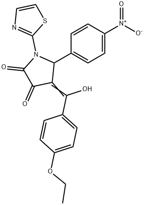 (4E)-4-[(4-ethoxyphenyl)-hydroxymethylidene]-5-(4-nitrophenyl)-1-(1,3-thiazol-2-yl)pyrrolidine-2,3-dione 结构式