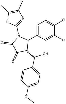 (4E)-5-(3,4-dichlorophenyl)-1-(4,5-dimethyl-1,3-thiazol-2-yl)-4-[hydroxy-(4-methoxyphenyl)methylidene]pyrrolidine-2,3-dione 结构式