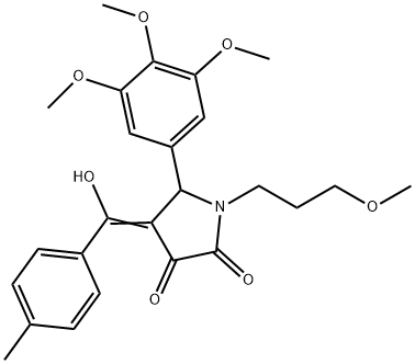 (4E)-4-[hydroxy-(4-methylphenyl)methylidene]-1-(3-methoxypropyl)-5-(3,4,5-trimethoxyphenyl)pyrrolidine-2,3-dione 结构式