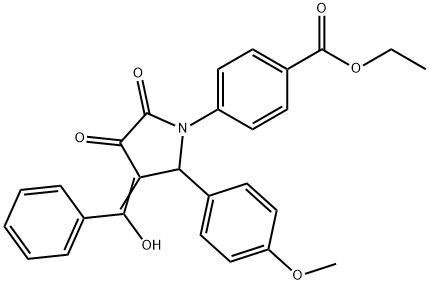 ethyl 4-[(3E)-3-[hydroxy(phenyl)methylidene]-2-(4-methoxyphenyl)-4,5-dioxopyrrolidin-1-yl]benzoate 结构式