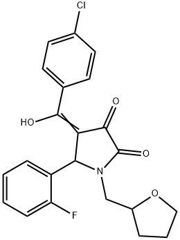 (4E)-4-[(4-chlorophenyl)-hydroxymethylidene]-5-(2-fluorophenyl)-1-(oxolan-2-ylmethyl)pyrrolidine-2,3-dione 结构式