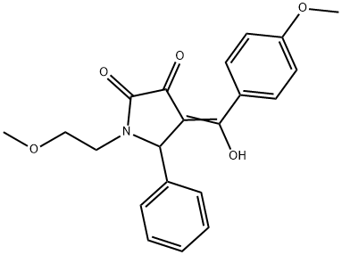 (4E)-4-[hydroxy-(4-methoxyphenyl)methylidene]-1-(2-methoxyethyl)-5-phenylpyrrolidine-2,3-dione 结构式