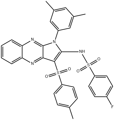 N-[1-(3,5-dimethylphenyl)-3-(4-methylphenyl)sulfonylpyrrolo[3,2-b]quinoxalin-2-yl]-4-fluorobenzenesulfonamide 结构式