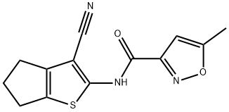 N-(3-cyano-5,6-dihydro-4H-cyclopenta[b]thiophen-2-yl)-5-methyl-1,2-oxazole-3-carboxamide 结构式