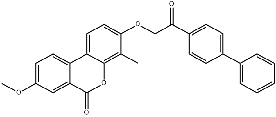 8-methoxy-4-methyl-3-[2-oxo-2-(4-phenylphenyl)ethoxy]benzo[c]chromen-6-one 结构式