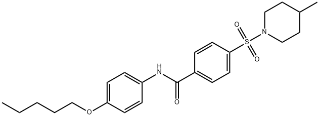 4-(4-methylpiperidin-1-yl)sulfonyl-N-(4-pentoxyphenyl)benzamide 结构式