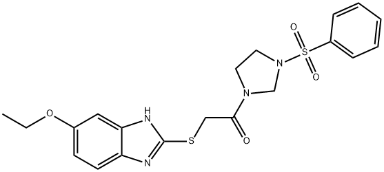 1-[3-(benzenesulfonyl)imidazolidin-1-yl]-2-[(6-ethoxy-1H-benzimidazol-2-yl)sulfanyl]ethanone 结构式