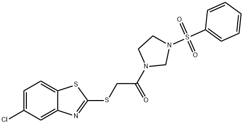 1-[3-(benzenesulfonyl)imidazolidin-1-yl]-2-[(5-chloro-1,3-benzothiazol-2-yl)sulfanyl]ethanone 结构式