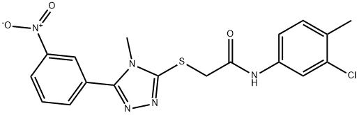 N-(3-chloro-4-methylphenyl)-2-[[4-methyl-5-(3-nitrophenyl)-1,2,4-triazol-3-yl]sulfanyl]acetamide 结构式