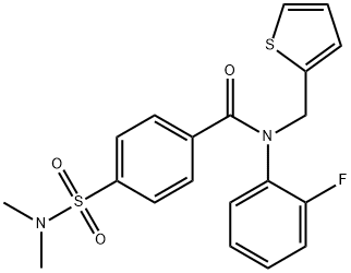 4-(dimethylsulfamoyl)-N-(2-fluorophenyl)-N-(thiophen-2-ylmethyl)benzamide 结构式