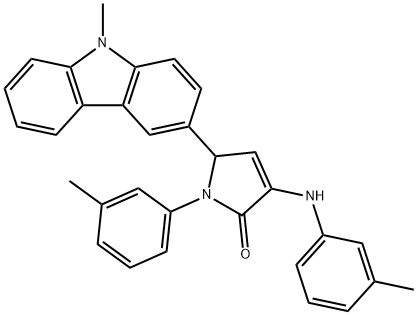 4-(3-methylanilino)-2-(9-methylcarbazol-3-yl)-1-(3-methylphenyl)-2H-pyrrol-5-one 结构式