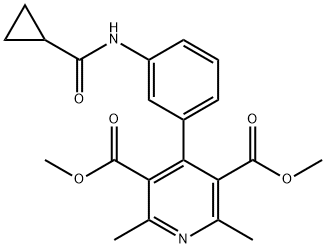 dimethyl 4-[3-(cyclopropanecarbonylamino)phenyl]-2,6-dimethylpyridine-3,5-dicarboxylate 结构式