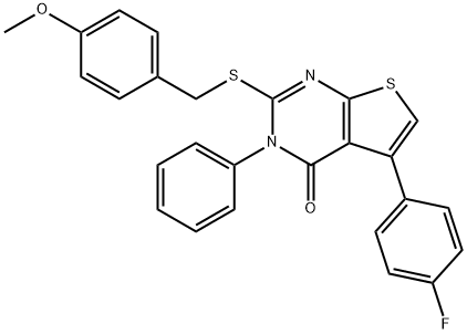 5-(4-fluorophenyl)-2-[(4-methoxyphenyl)methylsulfanyl]-3-phenylthieno[2,3-d]pyrimidin-4-one 结构式