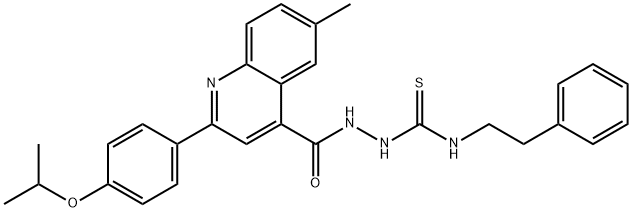 1-[[6-methyl-2-(4-propan-2-yloxyphenyl)quinoline-4-carbonyl]amino]-3-(2-phenylethyl)thiourea 结构式