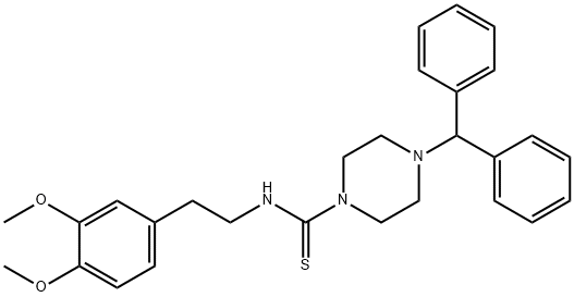 4-benzhydryl-N-[2-(3,4-dimethoxyphenyl)ethyl]piperazine-1-carbothioamide 结构式