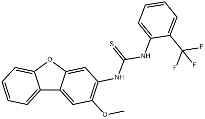 1-(2-methoxydibenzofuran-3-yl)-3-[2-(trifluoromethyl)phenyl]thiourea 结构式