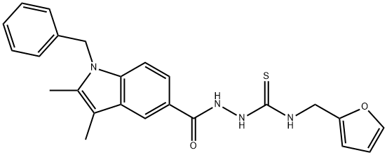 1-[(1-benzyl-2,3-dimethylindole-5-carbonyl)amino]-3-(furan-2-ylmethyl)thiourea 结构式