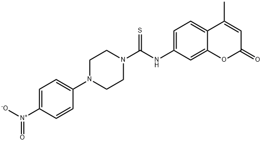N-(4-methyl-2-oxochromen-7-yl)-4-(4-nitrophenyl)piperazine-1-carbothioamide 结构式