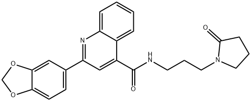 2-(1,3-benzodioxol-5-yl)-N-[3-(2-oxopyrrolidin-1-yl)propyl]quinoline-4-carboxamide 结构式