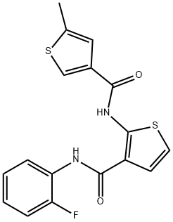 N-(2-fluorophenyl)-2-[(5-methylthiophene-3-carbonyl)amino]thiophene-3-carboxamide 结构式