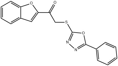 1-(1-benzofuran-2-yl)-2-[(5-phenyl-1,3,4-oxadiazol-2-yl)sulfanyl]ethanone 结构式