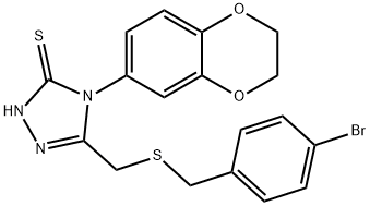 3-[(4-bromophenyl)methylsulfanylmethyl]-4-(2,3-dihydro-1,4-benzodioxin-6-yl)-1H-1,2,4-triazole-5-thione 结构式