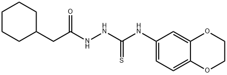 1-[(2-cyclohexylacetyl)amino]-3-(2,3-dihydro-1,4-benzodioxin-6-yl)thiourea 结构式