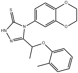 4-(2,3-dihydro-1,4-benzodioxin-6-yl)-3-[1-(2-methylphenoxy)ethyl]-1H-1,2,4-triazole-5-thione 结构式