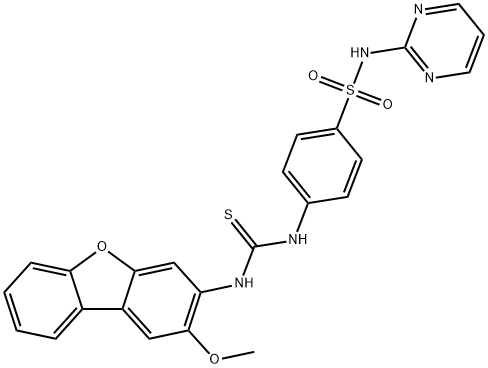 1-(2-methoxydibenzofuran-3-yl)-3-[4-(pyrimidin-2-ylsulfamoyl)phenyl]thiourea 结构式