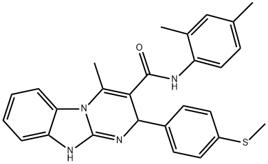 N-(2,4-dimethylphenyl)-4-methyl-2-(4-methylsulfanylphenyl)-2,10-dihydropyrimido[1,2-a]benzimidazole-3-carboxamide 结构式