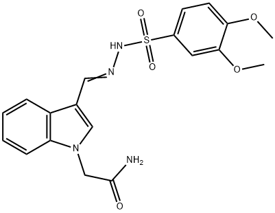 2-[3-[(E)-[(3,4-dimethoxyphenyl)sulfonylhydrazinylidene]methyl]indol-1-yl]acetamide 结构式