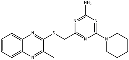 4-[(3-methylquinoxalin-2-yl)sulfanylmethyl]-6-piperidin-1-yl-1,3,5-triazin-2-amine 结构式