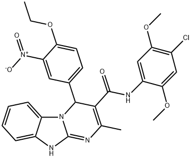 N-(4-chloro-2,5-dimethoxyphenyl)-4-(4-ethoxy-3-nitrophenyl)-2-methyl-1,4-dihydropyrimido[1,2-a]benzimidazole-3-carboxamide 结构式