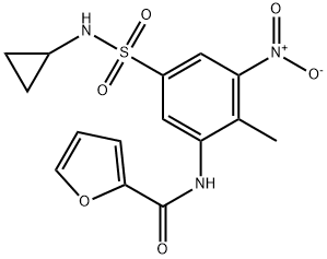 N-[5-(cyclopropylsulfamoyl)-2-methyl-3-nitrophenyl]furan-2-carboxamide 结构式